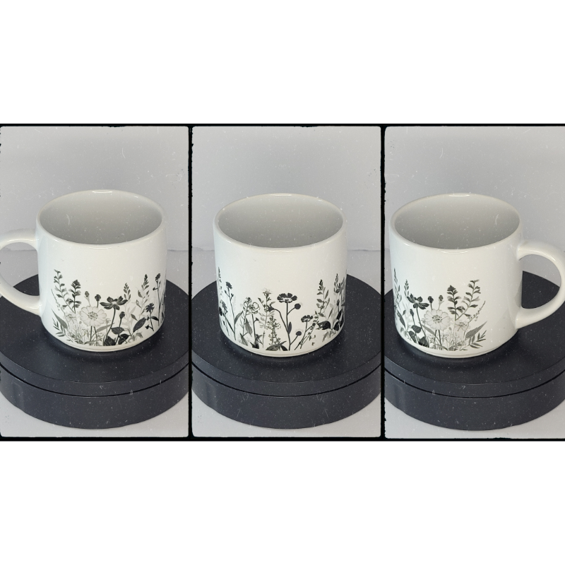 Black & Grey Wildflower Mug