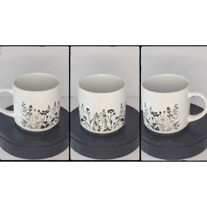 10 oz Black & Grey Wildflower Mug